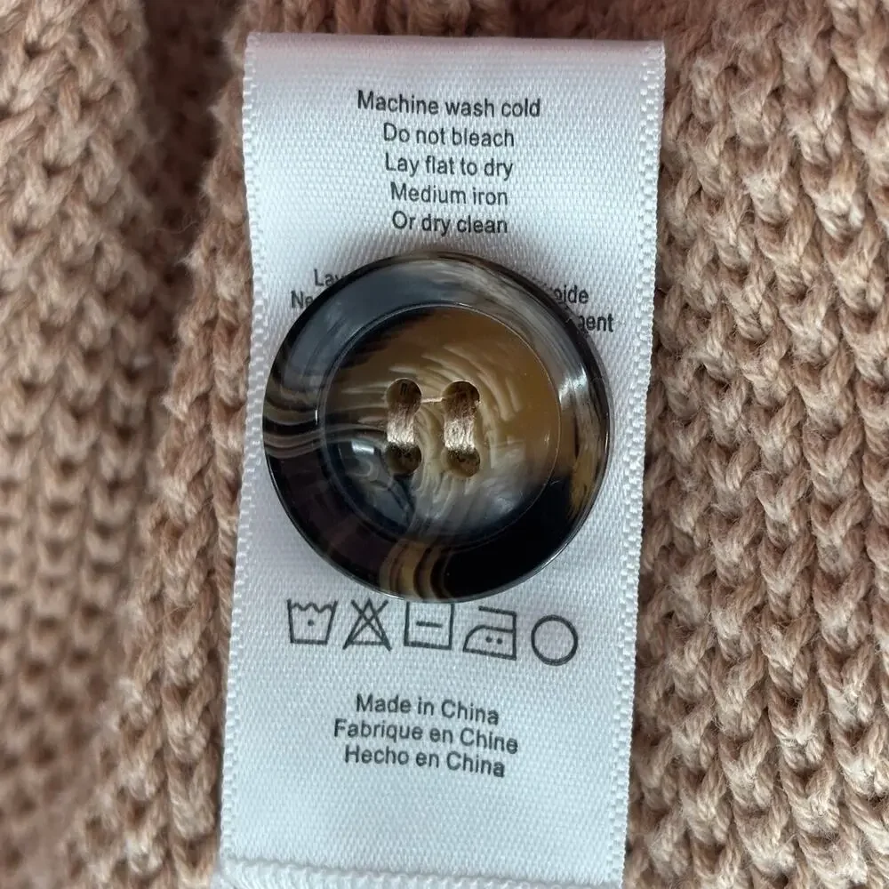 Lunya Tan Cozy Cotton Silk Pocket Henley Pullover Sweater